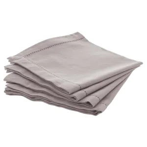 Set of 4 Cotton Napkins - 40 x 40 cm Openwork Border, Grey/White