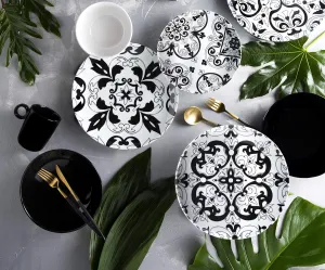 FLORENCE Dinner Set 18pc â€” Porcelain & Ceramic, 6-Person, Black & White