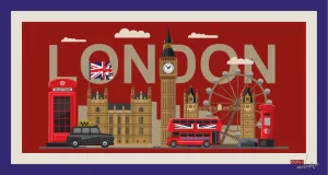 Carpet London 60x100 cm Red/Navy Area Rug â€” London Skyline Design