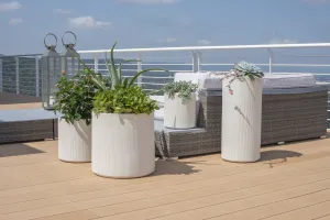 RIGATO VASO FLOWERPOT Pearl Resin Tall Ribbed Planter D33 x H69 cm