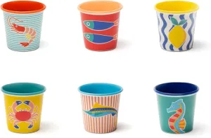Corfu Set of 6 Porcelain Coffee Cups