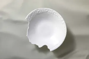 Porcelain Serving Bowl Calcaire, Textured Ceramic, 30 cm