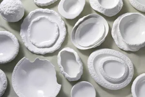Porcelain Dinner Plate Calcaire Textured Ceramic Tableware
