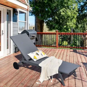 Coral Aluminum Sunlounge Adjustable Outdoor Recliner with Wheels