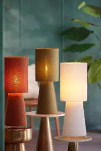 Fabric Table Lamp Japandi Style, Cream, 58 cm, Dimmable, E27 Socket