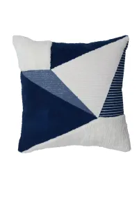 Cotton Cushion Blue Textured Square Decorative Pillow 45x45 cm