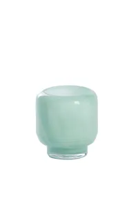 Tealight Glass Mint Green Candle Holder, Round Decorative Accent