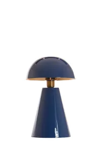 Surrina Blue Metal Table Lamp With Cord Switch, Retro Dome Design