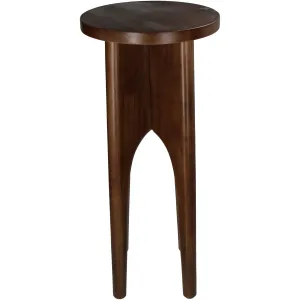 Side Table Rubberwood Brown, Elegant Pedestal Accent Table
