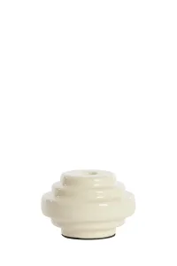Candle Holder High Gloss Cream, Modern Ceramic Table Decor