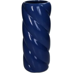 Planter Twisted Fine Earthenware Blue Ceramic Vase, 30.5 cm Decorative Accent