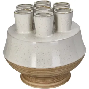 Vase Stoneware White Modern Tulip Shape Decorative Accessory