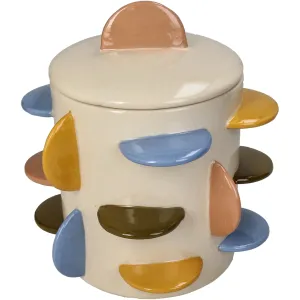 Jar Disks Stoneware Multicolor Kitchen Storage Jar with Lid