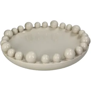 Bowl Ball Stoneware Ivory Decorative Centerpiece Bowl