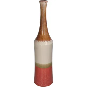 Vase Stoneware Red Tall Decorative Accent for Home