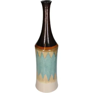Vase Stoneware Blue Tall Decorative Accent for Home