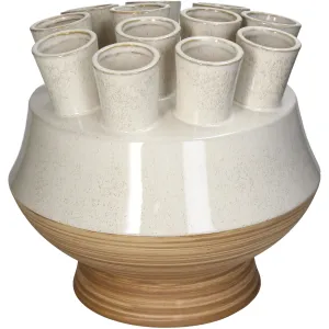 Vase Tube Stoneware White Modern Decorative Accent