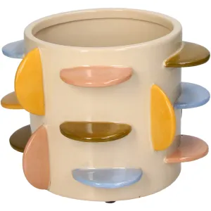Planter Disks Stoneware Multicolor Geometric Flower Pot