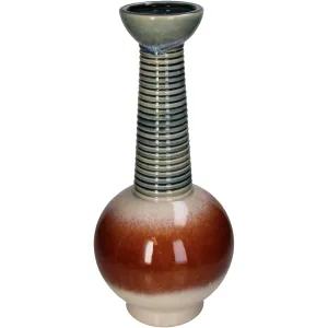 Vase Stoneware Red Decorative Tall Home Accent