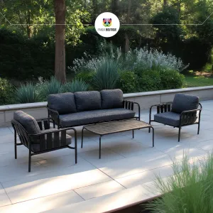 Valetta Aluminum Outdoor Set, Modern Garden Lounge Furniture