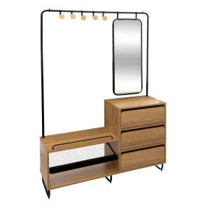 Wardrobe Cloakroom Wood 3 Drawers Freestanding Shelf with Shoe Organizer
