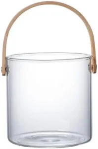 Glass Serving Bowl with Bamboo Handle, Heat-Resistant, 1.45L, Clear