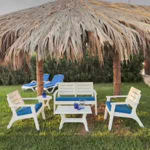Portofino Set 2 Resin Fiberglass Outdoor Lounge Set, 4-Piece Garden Furniture
