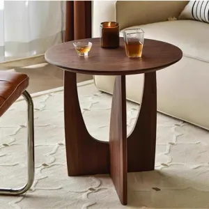 Wood Round Retro Coffee Table, Solid Wood Side Table, 50x50 cm
