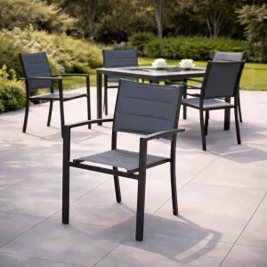 Aluminum Grey Chair Outdoor Armchair with UV Protection Textile