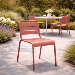 Steel Dining Chair Stackable Outdoor Indoor Seating, Blue Green Red