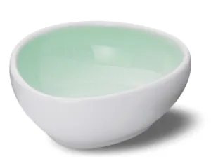 Matt White and Aquamarine Angular Bowl, Modern Porcelain Tableware
