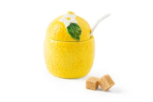 Amalfi Sugar Pot with Spoon, Lemon-Shaped Ceramic Jar, 150ml Serveware