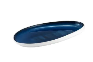 White Matt and Blue Serving Plate Porcelain Ocean-Inspired Tableware