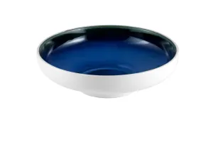 White Matt and Blue Serving Bowl, Hand-Decorated Porcelain, 25.5 cm