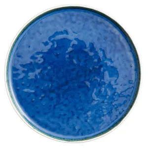 Matt White and Blue Dinner Plate, Hand-Decorated Porcelain, 27.5 cm