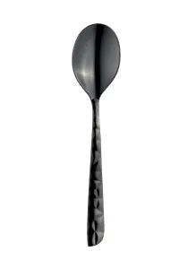 Dessert Spoon - Stainless Steel Mirror Finish Black Textured Handle