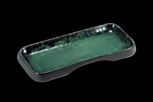 Rectangular Black and Green Reactive Stoneware Serving Board