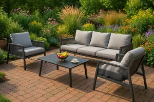 Porto Sofa Set Modern Aluminum Outdoor Lounge Set with Cushions