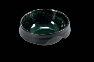 Round Bowl High Black and Green Reactive Stoneware Serving Bowl