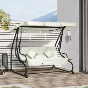 Steel Swing Structure Outdoor Swing Chair with Adjustable Canopy