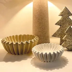 Beije Decorative Ruffle Bowl Resin Centerpiece for Home or Garden
