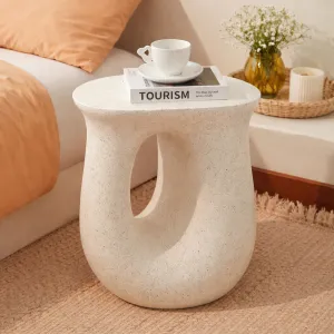 Side Table Furniture White Terrazzo Modern Fiberglass Resin Accent