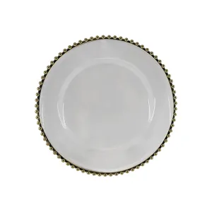 Golden Transparent Beaded Placemat Decorative Charger Plate 33cm