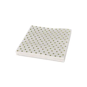Golden Heart Paper Napkin Set of 20, Triple-Layer Recycled Table Napkins