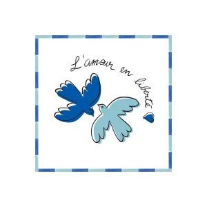 Love Bird Blue Paper Napkin Set of 20, Triple-Layer Recycled Table Napkins