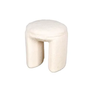 Vincent Pouf in Natural Teddy Fabric, Modern Upholstered Accent Seat