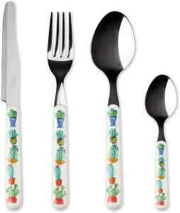 Cactus Cutlery Set 24 Pcs Stainless Steel Decorated Handles Kitchen Bundle