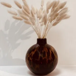 Glass Vase - Leopard Amber Spherical Hand-Blown Decorative Accent