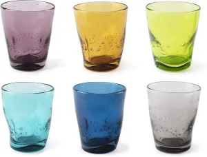 Color Wave Glasses 6 Pcs Set Multicolor Handmade Drinkware