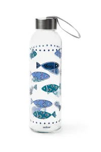 Ocean Bottle with Stainless Cap, 500ml Glass Fish Design Drinkware